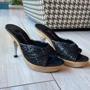 Betsy Johnson Black Glitter Polly Heels